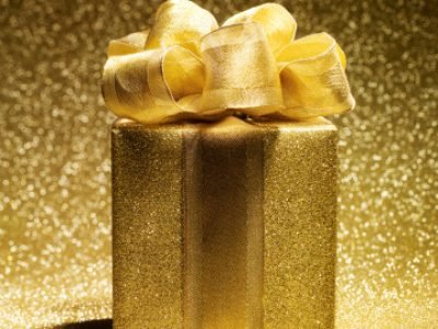 Gold Gift on Gold Background